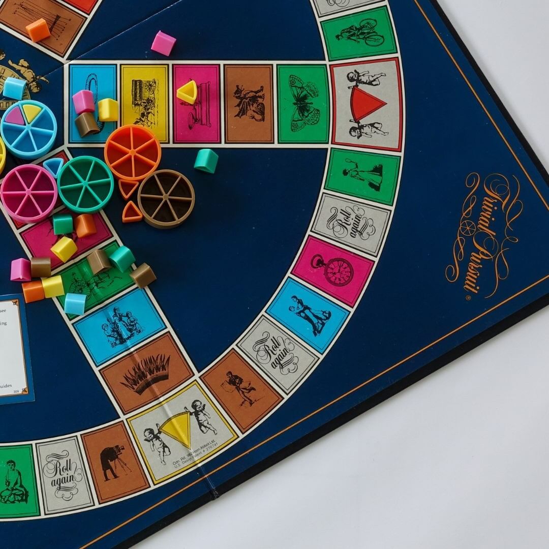 A board game with many colorful pieces on it.